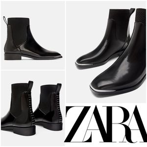 ZARA TRAFALUC Chelsea Sock Style Ankle Boots Studs